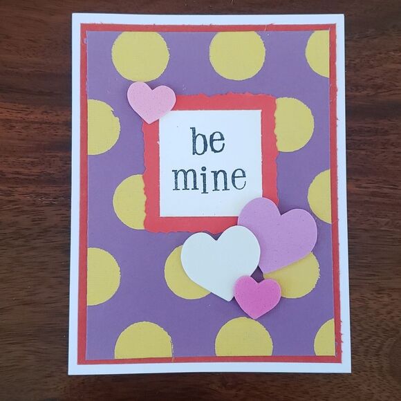 💐 HANDMADE by vixen676 Valentine's Day Cards "Be Mine" Set of 4 Red Pink Purple - Picture 2 of 7